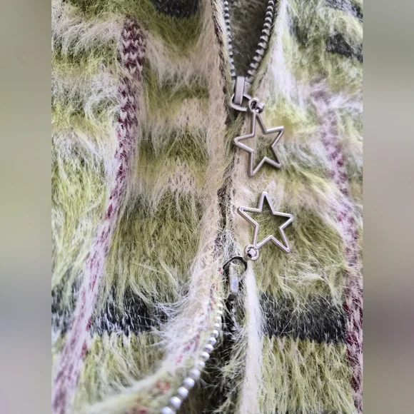 Fuzzy Knitted Mock Neck Cardigan ▪︎ Multi Color ▪︎ MD - Picture 10 of 13